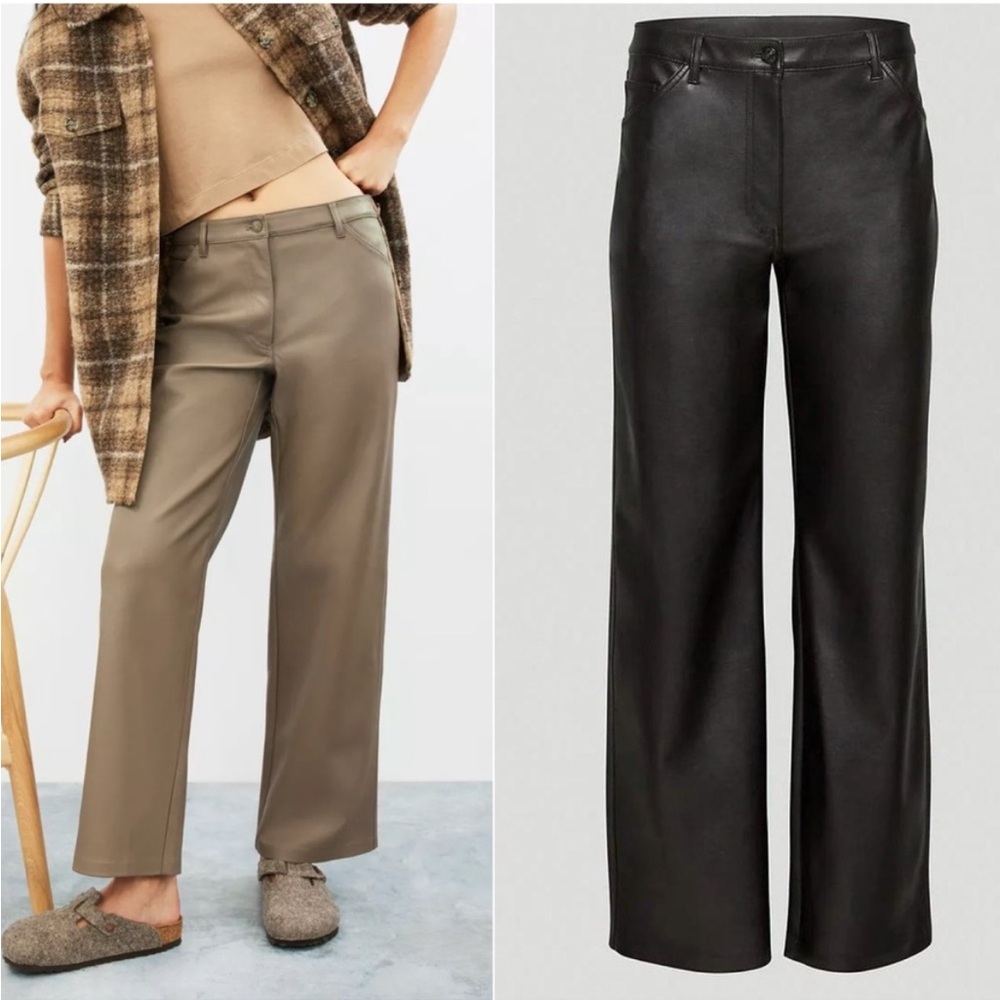Aritzia Wilfred Free Valerie Straight Leg Vegan Leather Pants Black size 0